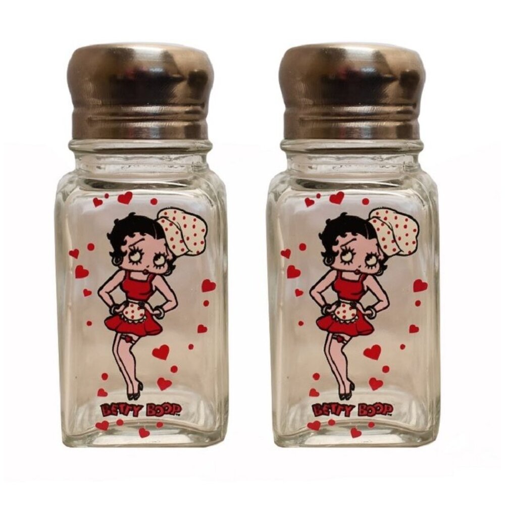 Betty Boop Salt and Pepper Shakers Set Kitchen Chef Gift Heart Sassy Cartoon NIP
